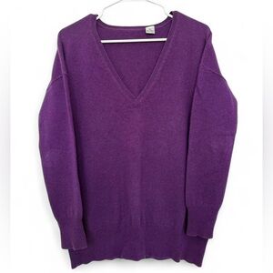 Women's 100% Pure Cashmere Purple V Neck Pullover Sweater‎ Size Small